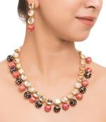 Pritisha Black And Pink Meenakari  And Kundan Necklace Set