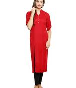 Red plain rayon stitched kurti