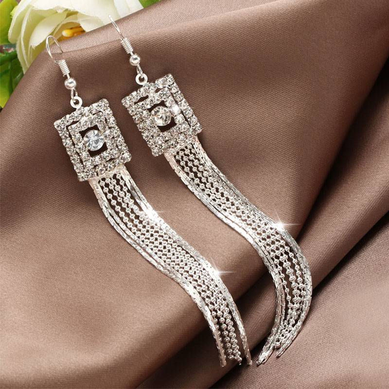 Silver Color Long Chain Earring