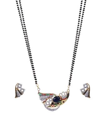 Red Green Black Gold American Diamond Designer Mangalsutra Set TMS231 1