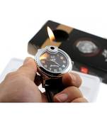 Watch with lighter for men black dial watch with refill butane cigarette lighter