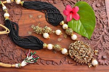 Grand Kundan Temple Jewellery with pearl & semi-precious stone Grand gold plated Necklace Set 2