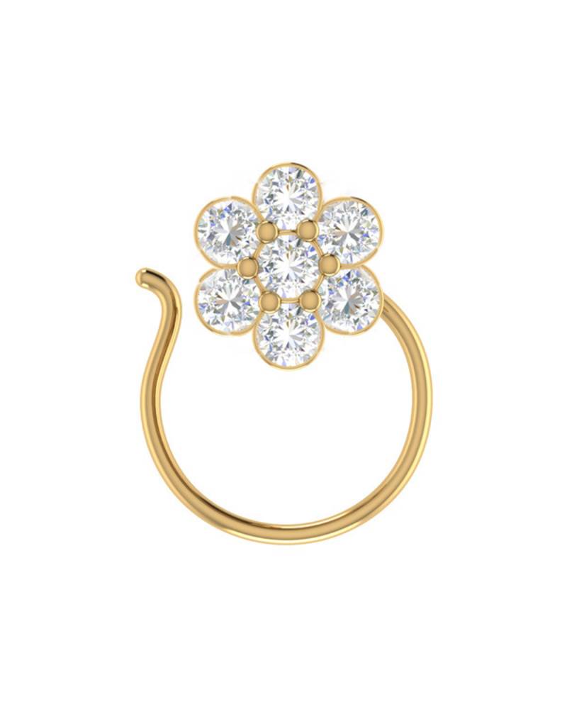 7 Diamond Designer Floral Nose Pin