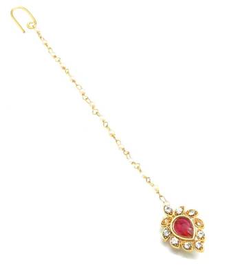 Pear Shaped Maang  Tikka Decorated With Crystal 2