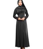 Grey Color Lycra Stretchable Dubai Style Burkha With Waist Belt  And  Scarf Hijab