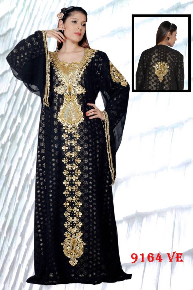 Black embellished with stones beads and crystals stitched kaftans