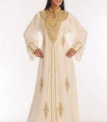 White embellished with stones beads and crystals stitched kaftans