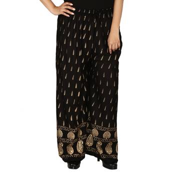 Rayon Black Gold Print Palazzo 1
