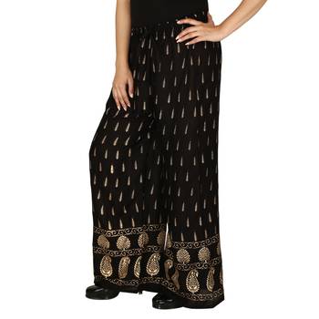 Rayon Black Gold Print Palazzo 2