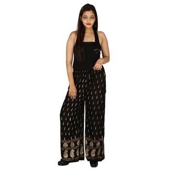 Rayon Black Gold Print Palazzo 3