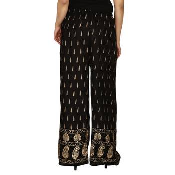 Rayon Black Gold Print Palazzo 4