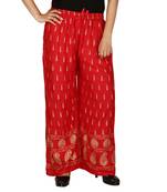 Rayon Red Gold Print Palazzo