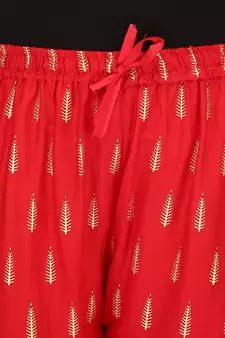 Rayon Red Gold Print Palazzo