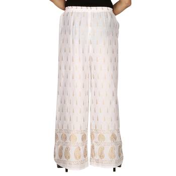 Rayon White Gold Print Palazzo 3