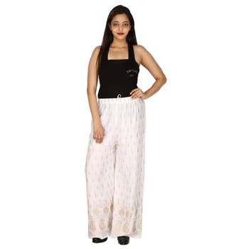 Rayon White Gold Print Palazzo 4