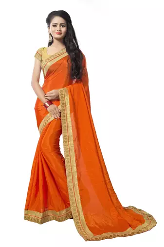 Orange chiffon printed chiffon sarees