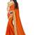 Orange chiffon printed chiffon sarees