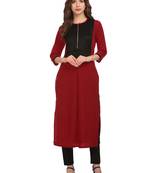Maroon plain crepe stitched kurti