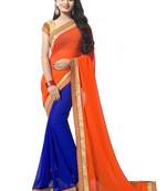 Orange georgette plain georgette sarees