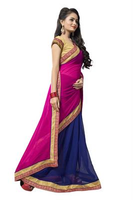 Pink georgette printed georgette sarees 3