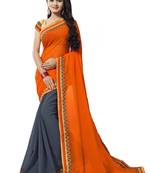 Orange georgette printed georgette sarees