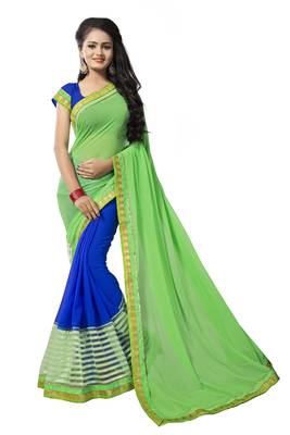 Green georgette printed georgette sarees 1