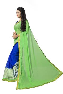 Green georgette printed georgette sarees 2