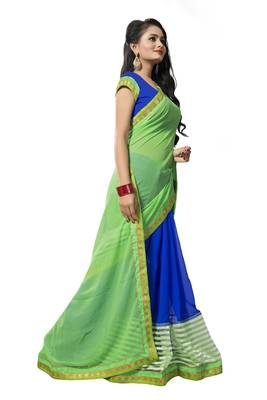 Green georgette printed georgette sarees 4
