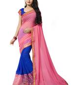 Pink georgette plain georgette sarees