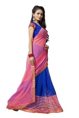 Pink georgette plain georgette sarees 3