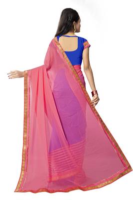 Pink georgette plain georgette sarees 4