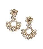 Gold maroon ethnic kundan floral chandbali style earrings te959