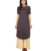 Blue printed crepe stitched kurti