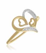 Valentine day 0.05cts Diamond tri heart shape -18k yellow gold ring -gift for love