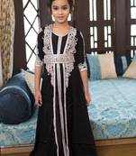 Black  Designer Handmade Moroccan Style Kids Kaftan