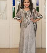 Gray Handmade Designer Kaftan For Girl