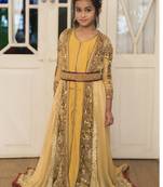 Beige And Golden Yellow Moroccan Style Kids Kaftan