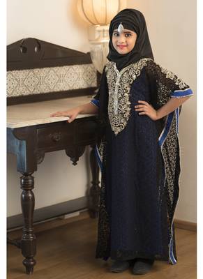 Kids Black And Blue Color Kaftan 1