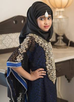 Kids Black And Blue Color Kaftan 2