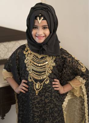 Black And Beige Kids Kaftan 2