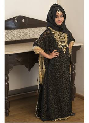 Black And Beige Kids Kaftan 3
