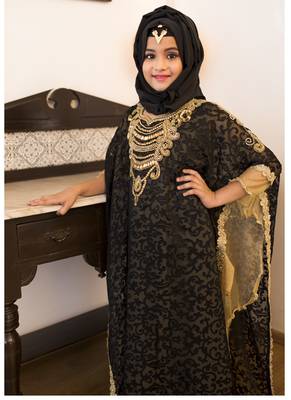 Black And Beige Kids Kaftan 4