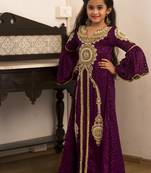 Kids Violet Handwork Party Wear Dress