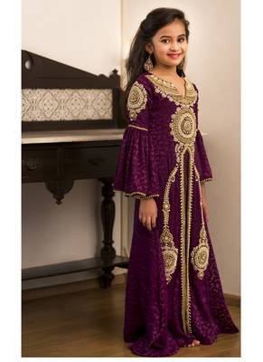 Kids Violet Handwork Party Wear Dress 2