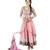 Pink net unstitched salwar with dupatta