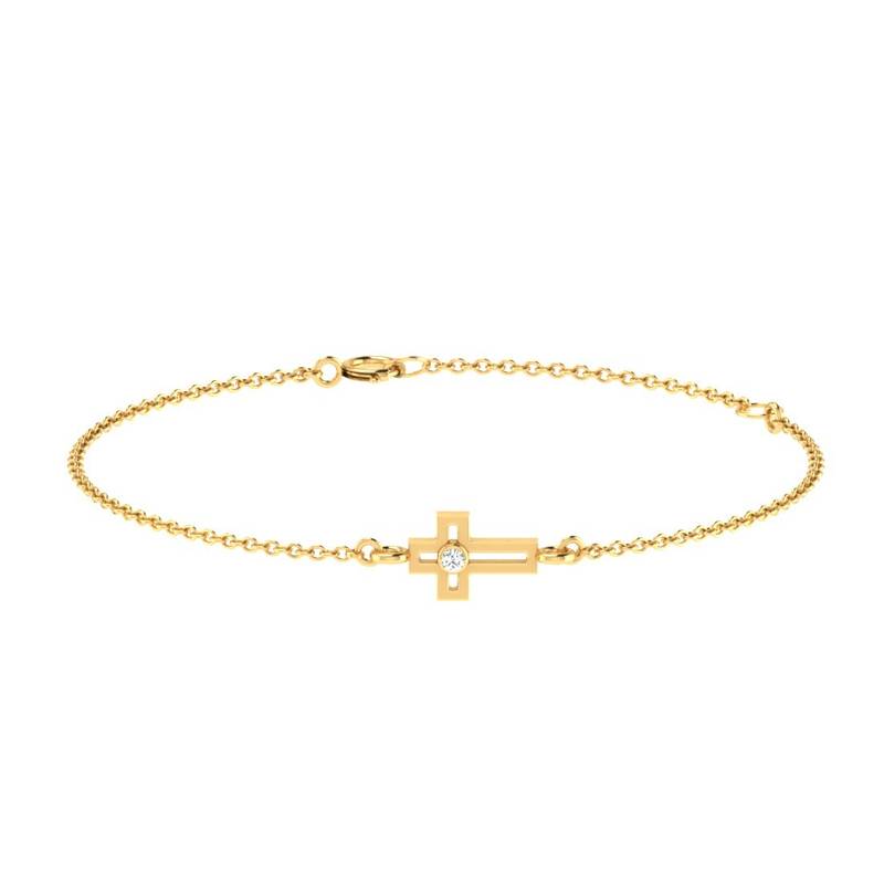 0.01 Ct Diamond Cross Bracelet in 9KT Yellow Gold His & Her 2500979
