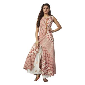 Peach printed cotton salwar stitched with dupatta 1