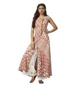 Peach printed cotton salwar stitched with dupatta