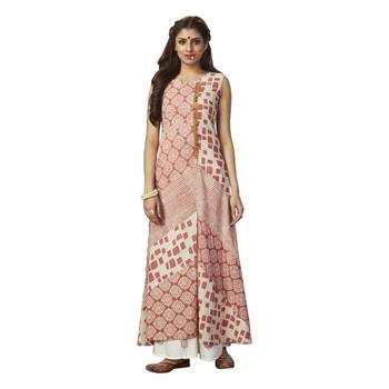 Peach printed cotton salwar stitched with dupatta 2