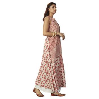 Peach printed cotton salwar stitched with dupatta 4